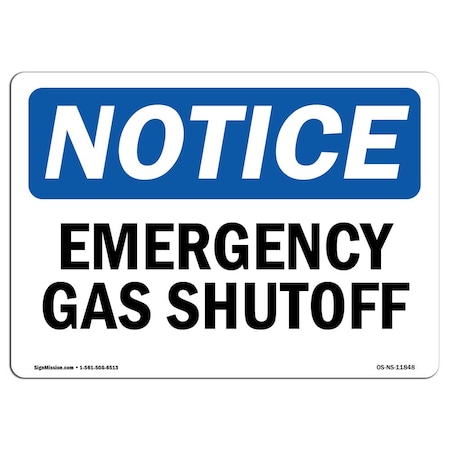 Signmission Safety Sign, OSHA Notice, 18" Height, 24" Width, Aluminum, Emergency Gas Shutoff Sign, Landscape OS-NS-A-1824-L-11848